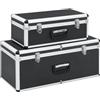vidaXL 2x Valigette Angoli Rinforzati Serratura Custodie Strumenti Portaoggetti Contenitori Trasporto Dimensioni Diverse in Alluminio ABS Nere