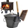 Generico Secchio per cenere | Contenitore in metallo per caminetto da interno/esterno | Stufa a legna e | Contenitore per cenere resistente con coperchio antipolvere - Strumento di pulizia per casa e gi