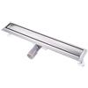 Fin Canalina per doccia double face sifone con filtro antiodore e per capelli piastrellabile canalina di scarico in acciaio inox molto piatta set completo con fissaggio a pavimento per bagno da 50 cm