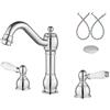 Aolemi Cromo polacco 8 pollici diffuso bagno lavandino rubinetto doppia maniglia in ceramica 3 fori Deck Mount Vanity lavabo miscelatore con pop up scarico montaggio