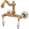 Sengfwin Rubinetto da bagno in stile retrò, girevole a 180°, in ottone anticato, da cucina, a parete, a doppia leva, per lavabo, da parete, per cucina, stile rustico