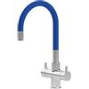Shurity Rubinetto da cucina Sottofinestra con canna snodabile Shurity Snake 3 vie 3/8" (Cromo/Blu)