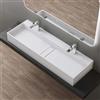 doporro Lavabo Bagno Sospeso Rettangolare Lavabo doppio da Appoggio con 2 Fori Rubinetto 120 x 40 x 14 cm Bianco Opaco Lavandino in Resina Minerale Ideale per Casa Ristorante e Hotel Colossum6028