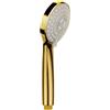 Balneo Soffione doccia - Doccetta risparmio 3 funzioni: Pioggia, Massaggio, Mix - Leggero & ergonomico - Attacco universale 1/2 - Per comfort & stile nella doccia - Oro - Cascade Modello 3