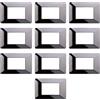 Electron 10 Placche, 3 moduli/posti, Compatibile Con Vimar Plana, colore grigio cromato, Placche In plastica di alta qualità, 100% compatibile con i supporti e i moduli originali