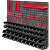 KADAX Mensola da officina 116 x 78 cm, sistema di stoccaggio plastica resistente, UV, pannelli parete espandibili garage (rosso e nero, 89 pezzi)
