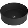 LAVITA Merida Black - Lavabo da appoggio rotondo, senza troppopieno e foro per rubinetto, in porcellana di alta qualità, 37 x 37 x 12 cm, nero opaco