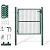Gimisgu - Cancello da giardino 125x100cm, cancello per recinzione in acciaio zincato con maniglia, serratura e 3 chiavi, robusto e durevole, cancello per recinto in filo spinato, porta d'ingresso