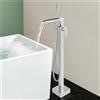 Atnhyruhd Rubinetto autoportante per vasca da bagno con doccetta girevole a 360°, montaggio a pavimento, vasca indipendente, classico, set di rubinetti per vasca da bagno (argento)