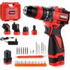 TEENO Avvitatore a batteria 18 V senza spazzole professionale, kit trapano wireless, 20+3 velocità, 45 Nm, 2 velocità, con 4 testine multifunzione