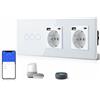 BSEED Interruttore WiFi (Neutrale Necessario), 3 Vano 1 Via Interruttore con 2 Presa Non-WiFi con USB C in Vetro, Interruttore WiFi Compatibile con Alexa/Tuya/Google Home/SMART LIFE, Bianco