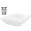 ML DESIGN modern living ML-Design Lavabo d'Appoggio in Ceramica Bianco Lucido Quadrato 410x410x120 mm Lavandino Design Moderno Minimalista Lavello Lavamani Sanitari Arredo per Bagno Toilette WC Ospiti con Piletta Push-Open