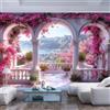 JIAOQSS Autoadesiva Rimovibile Carta Da Parati Murale Effetto 3D Camera Ristorante Ufficio dei bambini Famiglia Soggiorno parete Poster fotografico Murales Decorazione Pittura Arte Paesaggio Natura Fiori Mon