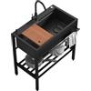 Leaceuv Lavabo Cucina 1 Vasca,Lavandino da Esterno,Lavello Acciaio Inox Professionale,Lavandino Commerciale Autoportante con Rubinetto,per Interno,Esterno,Garage,Lavatoio,Ristorante,Bar,Caffè(80x45x86cm/31.5x