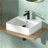 CASAMO Lavabo da 50 cm di larghezza, lavabo sospeso, per bagno, ospiti, WC, arrotondato, quadrato, bianco, lucido, 50 x 42 x 13 cm