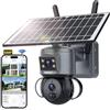 SHIWOJIA Telecamera Wi-fi Esterno Solare, 3MP 360 ° PTZ Telecamera di Sicurezza con Doppia Lente, Notturna a Colori, Audio a 2 Vie, Rilevamento umano PIR, IP66