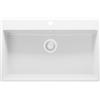 PRIMAGRAN Lavello da Cucina Tutto Bianco 78x50cm, Lavandino in Granito a 1 vasca + Sifone Classico, Lavabo da Cucina Incasso al Mobile 80cm - Riga S402