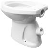 Barbottina Vaso WC a Terra in Ceramica Bianca Lucida con Doppio Foro di Scarico e Brida di Risciacquo