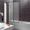 ISOISL Parete divisoria per vasca da bagno in plastica, doccia per vasca da bagno, resistente agli urti, 100x140 cm, 2 pezzi pieghevoli, telaio in alluminio nero, montaggio a sinistra/destra, con