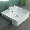 Mai & Mai Lavabo da Appoggio 42,5x42,5x12,5cm, Lavabo Incasso Lavandino Bagno Brüssel702 in Ceramica con Nano Rivestimenti inclusi, Bianco