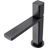 doporro Miscelatore Monocomando per Lavabo Bagno Senza Leva, Rubinetto con Flessibili Acqua Calda Fredda in Ottone Nero Opaco H 19,6 cm WAO-7901