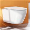 Teal Home WC sospeso in ceramica con coperchio WC con abbassamento automatico - Ciotola WC con risciacquo superspin monoforo, WC bianco con rivestimento nano - 52 × 37 × 34,5 cm