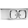 Generic Lavello cucina acciaio inox Monica appoggio 120 x 50 cm 2 vasche stampate destre e gocciolatoio Made in Italy