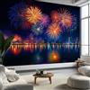 Generico Murale da Parete 3D Mare Skyline Fuochi d'Artificio Carta da Parati Fotografica, Fotografia di Paesaggi Urbani Murale da Parete in Tessuto Non Tessuto Poster Design Moderno 200 x 140 cm per Soggiorno