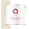 Q-COVER VERNICE COPRENTE PER LEGNO 5L SEMI-OPACA Bianco crema RAL 9001 SMALTO RAL PER LEGNO PROTETTIVO INTERNI/ESTERNI ca. 80-150 ml/m²
