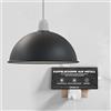 LEDSone Paralume in metallo, montaggio semplice, illuminazione da soffitto in stile retrò industriale, paralume a sospensione (nero, interno bianco)