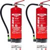 MBS FIRE Protex - 2 estintori in schiuma SD6 E - 6 litri - senza fluoro - per le classi di incendio A e B - secondo DIN EN 3 - 11 kg - con pratico supporto - con piastra di prova - Made in EU