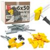 Lun Fix - Clip di fissaggio per profilo ad intonaco rapido, 23 mm, con tasselli a percussione da 6 x 50 mm, set da 100 pezzi, in plastica, zincata tramite galvanizzazione, per binario di pulizia e