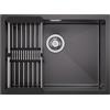 CECIPA Lavandino Cucina Nero Antracite 60 x 44 cm, Lavello Cucina 1 vasca da Incasso, Lavabo Cucina con Colino Cestello Estensibile, Lavello in Acciaio Inox con Sifone e troppopieno