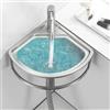 DSKJHI Lavello angolare da parete per bagno, 455x390 mm Lavabo da cucina Vasca Singola con Troppopieno Lavabo In Acciaio Inossidabile Lavamani per Ristorante