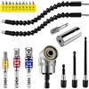 Neiveino 21 Pezzi Avvitatore Trapano Angolare Kit,105 Gradi Snodo per Avvitatore,1/4 Porta Inserti per Avvitatore, Adattatore Esagonale da 1/4 3/8 1/2, Prolunga Trapano Flessibile, per Punte Adattatore