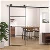 DJEKA Porta Scorrevole in Vetro ESG e Alluminio, Porte Scorrevoli, Porta Scorrevole Esterno Muro, Porte Scorrevoli da Interno, Porta Scorrevole Interno, 90x205 cm Nera