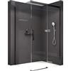 Bernstein Box doccia fisso con porta scorrevole DX906 FLEX - profili in nero opaco - 8 mm - nano - Dimensioni selezionabili, Larghezza elemento porta:120cm, Larghezza elemento laterale:80cm