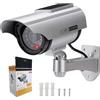 AlfaView Telecamera Finta Telecamera di Sorveglianza Fittizia a Proiettile Alimentata a Energia Solare Telecamera Dome CCTV di Sicurezza con LED Lampeggiante per La Casa d'Affari