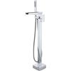 SJQKA Freestanding Rubinetti Per Vasca Cromo, Montaggio A Pavimento Miscelatore Rubinetto Per Vasca Rubinetto Per Vasca Da Bagno Indipendente, Con Doccetta Per Vasca (Cromo-A)