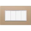 Electron PLACCHE IN VETRO, COMPATIBILE CON BTICINO MATIX, 4 MODULI/POSTI, COLORE ORO, ALTA QUALITA', DESIGN ELEGANTE E MODERNO, PER INTERRUTTORI/PRESE, SERIE CIVILE