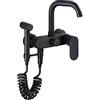 XJTNLB Rubinetto Cucina a Muro con Doccetta Estraibile Nero Rubinetti da Muro Girevole a 360° Miscelatore da Cucina a Parete - Modalità Singola
