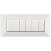 Electron 1 Placca, Made in Italy, 6 moduli/posti, Compatibile Con BTicino Matix, colore bianco bianca, Placche In plastica di alta qualità, 100% compatibile con i supporti e i moduli originali