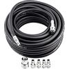 Ejoyous Tubo Aria Raccordato, 900 Psi - Tubo per Aria Compressa in Gomma, con Kit di 5 Accessori per Compressore Estensibile, per Auto Fuoristrada Gonfiaggio di Pneumatici per Moto(Nero 15 m)
