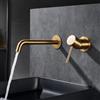 NOLUXA IMEX - Rubinetto Lavabo a Incasso Oro Spazzolato | Rubinetto a Incasso Bagno Acqua Fredda/Calda | Rubinetto Monocomando Lavabo a Parete con Risparmio Idrico | Serie Monza | Colore Dorato