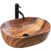 Rea - Lavabo Da Appoggio Amelia Wood Matt Lavandino Bagno 480 X 345 X 135 mm Ceramica (Marrone)