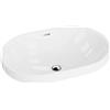 LAVITA Lavabo a incasso Puebla | Lavabo sospeso | lavabo rotondo con troppopieno e senza foro per rubinetto | ceramica di alta qualità | bagno, 60 x 39 x 16,5 cm | bianco lucido