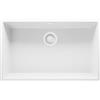 PRIMAGRAN Lavello da Cucina Tutto Bianco 76x47cm, Lavandino in Granito a 1 vasca + Sifone Classico, Lavabo da Cucina Incasso al Mobile 80cm - London Slim S484