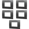 Electron 5 Placche, 3 moduli/posti, Compatibile Con Vimar Arke', acciaio scuro, Placca rettangolari squadrate, Plastica di alta qualità, 100% compatibile con supporti e moduli originali