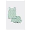 Tezenis Pigiama Corto Bimba Canotta Cotone Gelati Bambina Verde