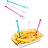 Paluplus 1000 Forchettine a 2 punte RIUTILIZZABILI, lunghezza 8,5 cm, forchette da Aperitivo per alimenti, Finger Food, Stuzzichini, colori misti Trasparente, Lilla e Celeste -NFC - C